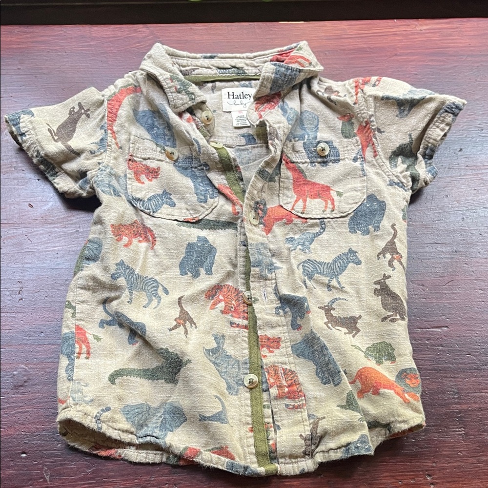 2T Hatley Kids Animal Adventure Button Down Shirt  100% cotton
